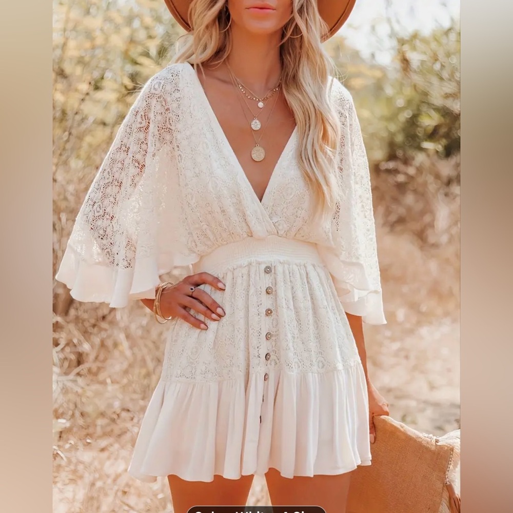 Lace Mini dress with Ruffle hem